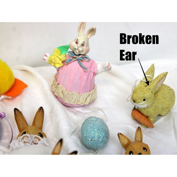 Lotte Sievers Hahn Bunnies Hand Carve Basal Wood Family 11pc Set Germany Flaws - Picture 6 of 12